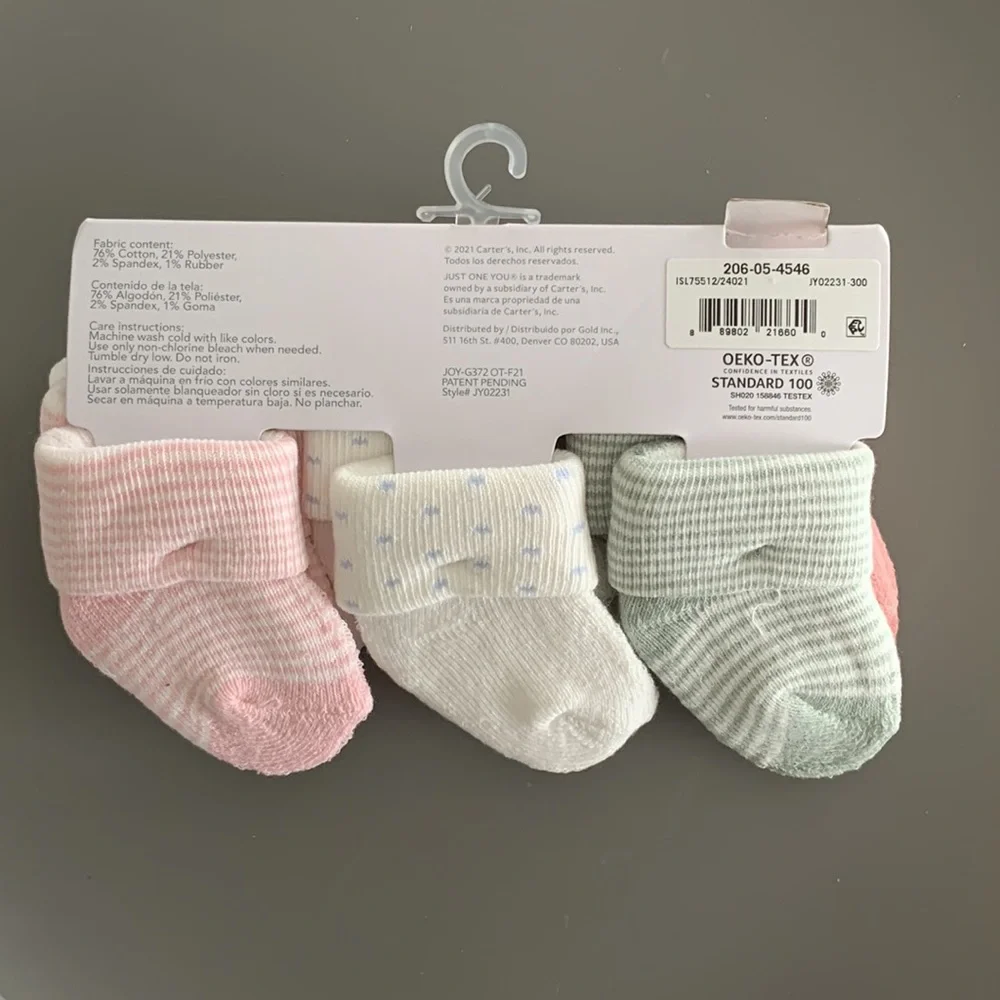 Just One You by Carters Baby Girl’s Alt Terry Socks 6 Pack
